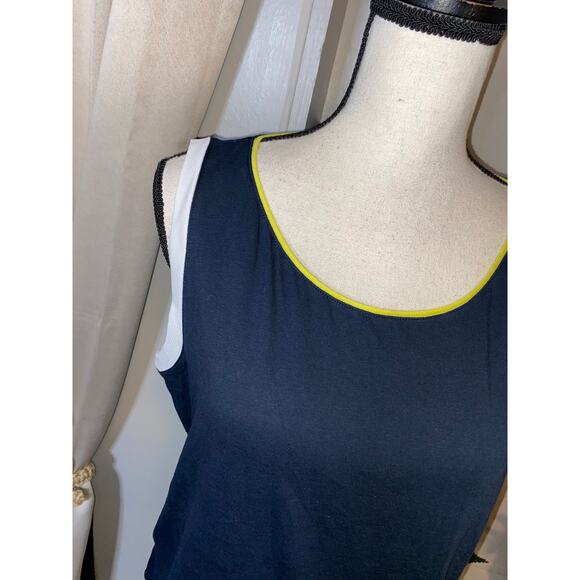 NWT $38 Ann Taylor size Large Blue White Yellow Sleeveless Top - Picture 3 of 10